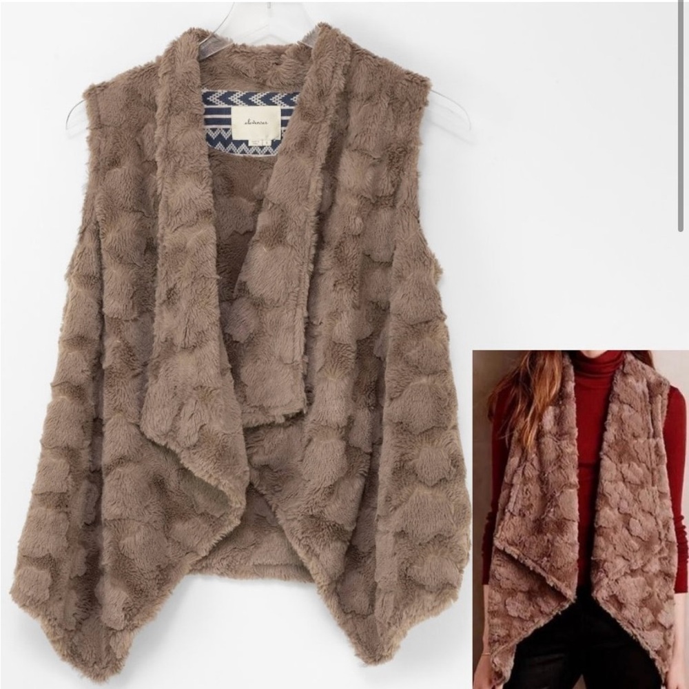 Anthropologie Elevenses Pelage Faux Fur Vest Fall Outerwear Brown Size Small